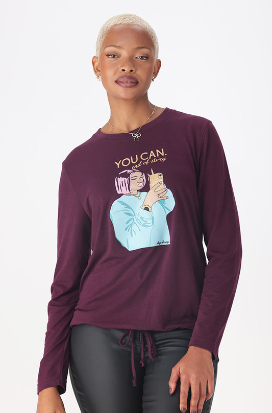 CARLIE DRAWCORD GRAPHIC TEE _ 159981 _ Purple