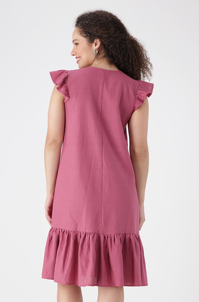 Zia Flutter Sleeve Dress _ 160078 _ Pink