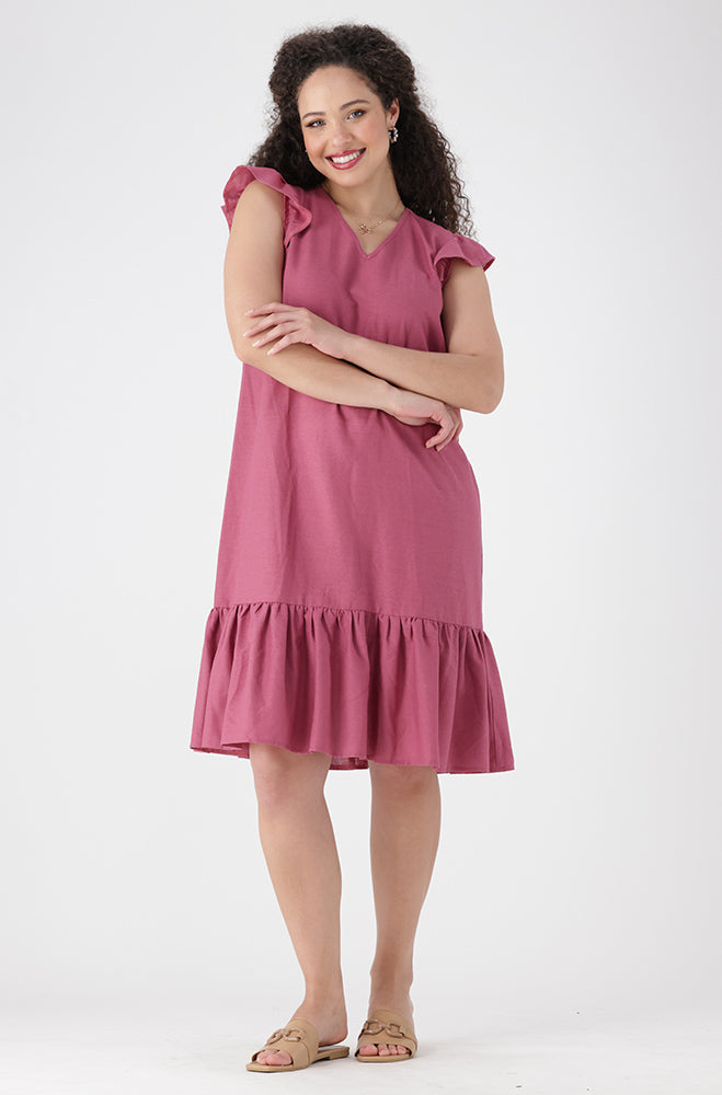 Zia Flutter Sleeve Dress _ 160078 _ Pink