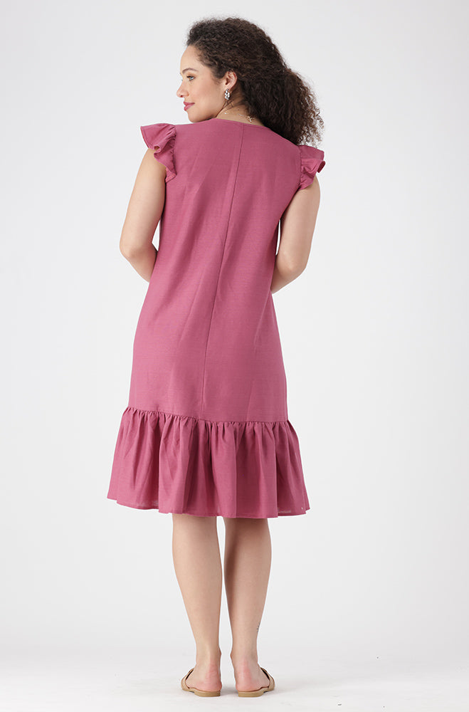 Zia Flutter Sleeve Dress _ 160078 _ Pink