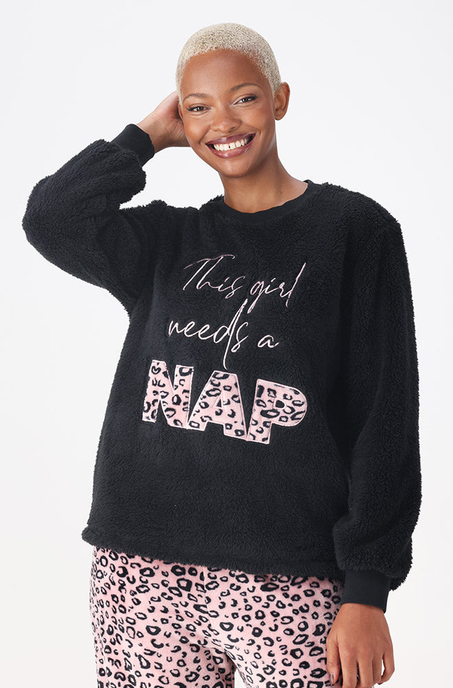 Gia Animal Print/Applique Pj Set _ 160150 _ Black