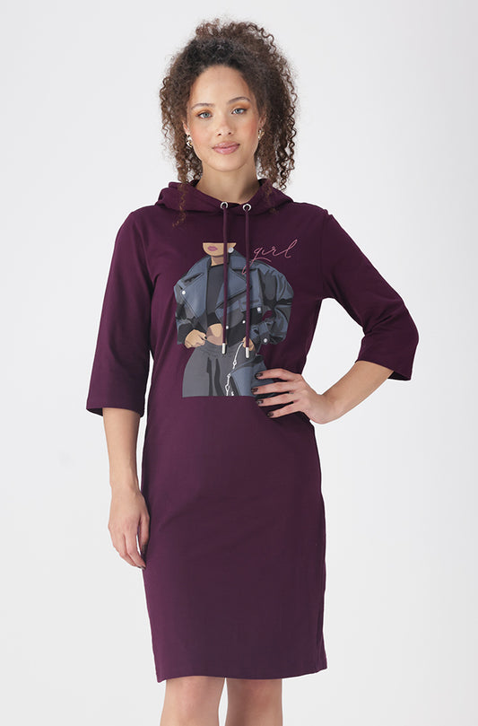 KOKO GRAPHIC HOODY DRESS  _ 160505 _ Purple