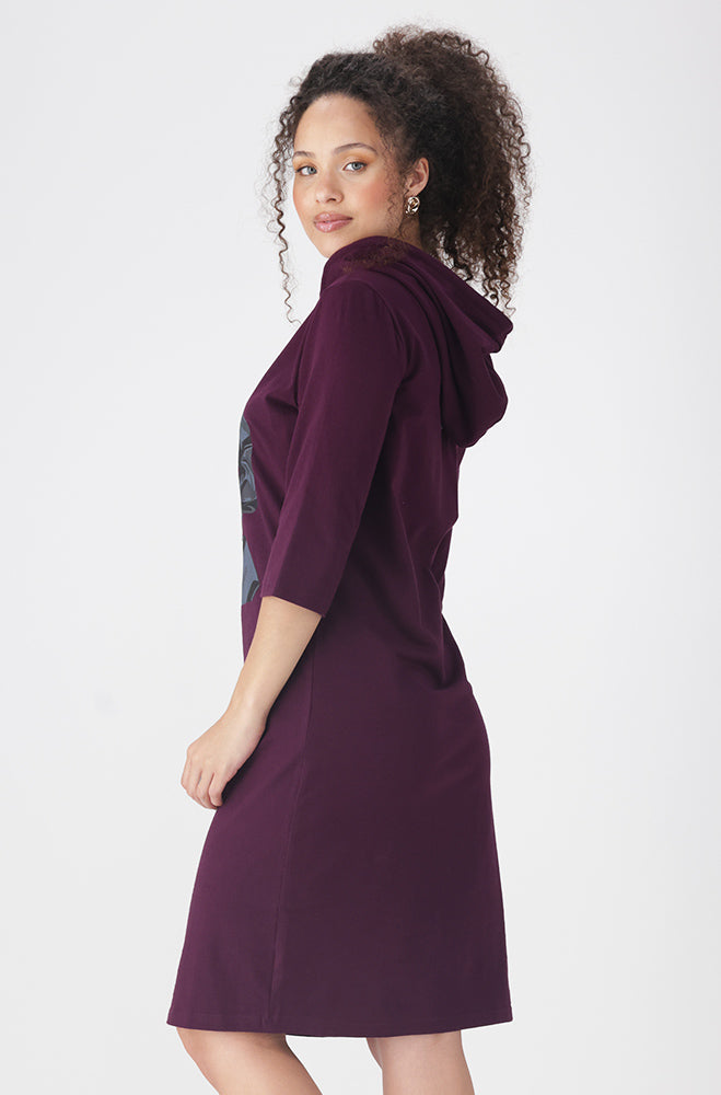 KOKO GRAPHIC HOODY DRESS  _ 160505 _ Purple