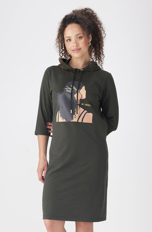 KOKO GRAPHIC HOODY DRESS  _ 160516 _ Fatigue