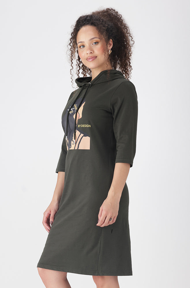 KOKO GRAPHIC HOODY DRESS  _ 160516 _ Fatigue