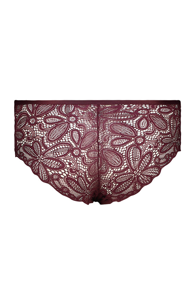 Nova Microfibre Front/Lace Back Bikini _ 160535 _ Burgundy