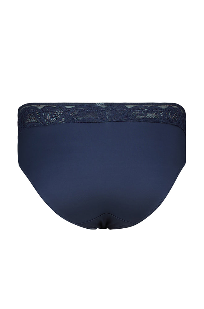 Faye Microfibre/Lace Waist Hipster _ 160536 _ Navy