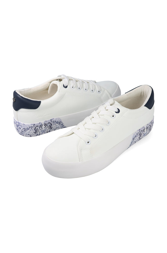 Pierre Cardin Lace Print Sneaker _ 161641 _ White