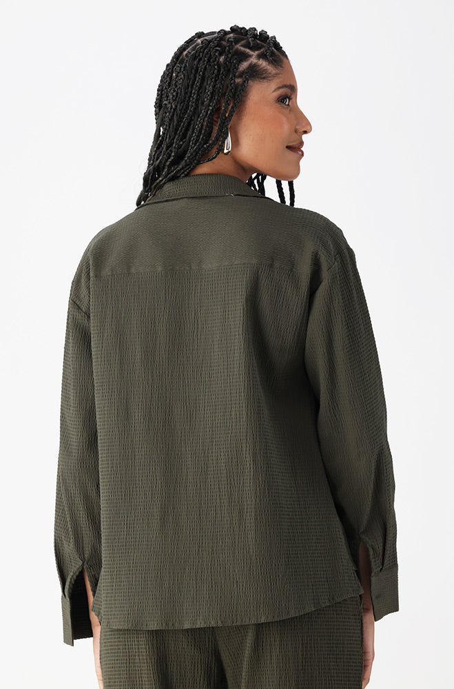Malia Textured Long Sleeve Shirt _ 162076 _ Fatigue