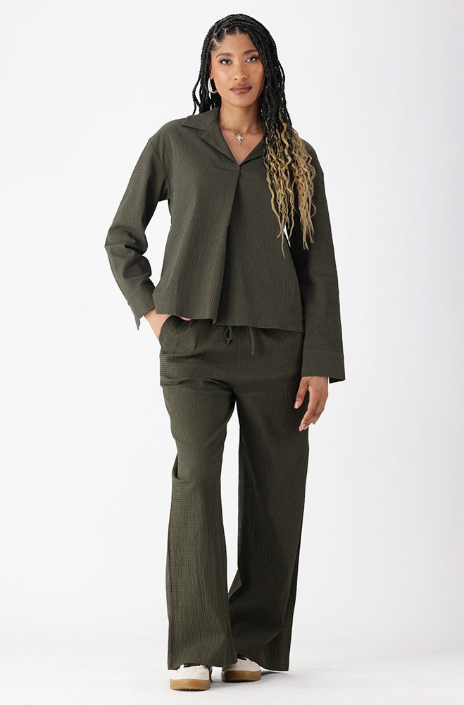 Malia Textured Long Sleeve Shirt _ 162076 _ Fatigue