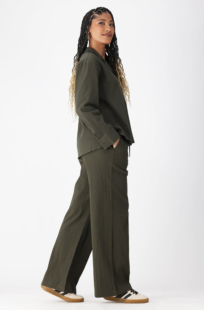 Malia Textured Long Sleeve Shirt _ 162076 _ Fatigue