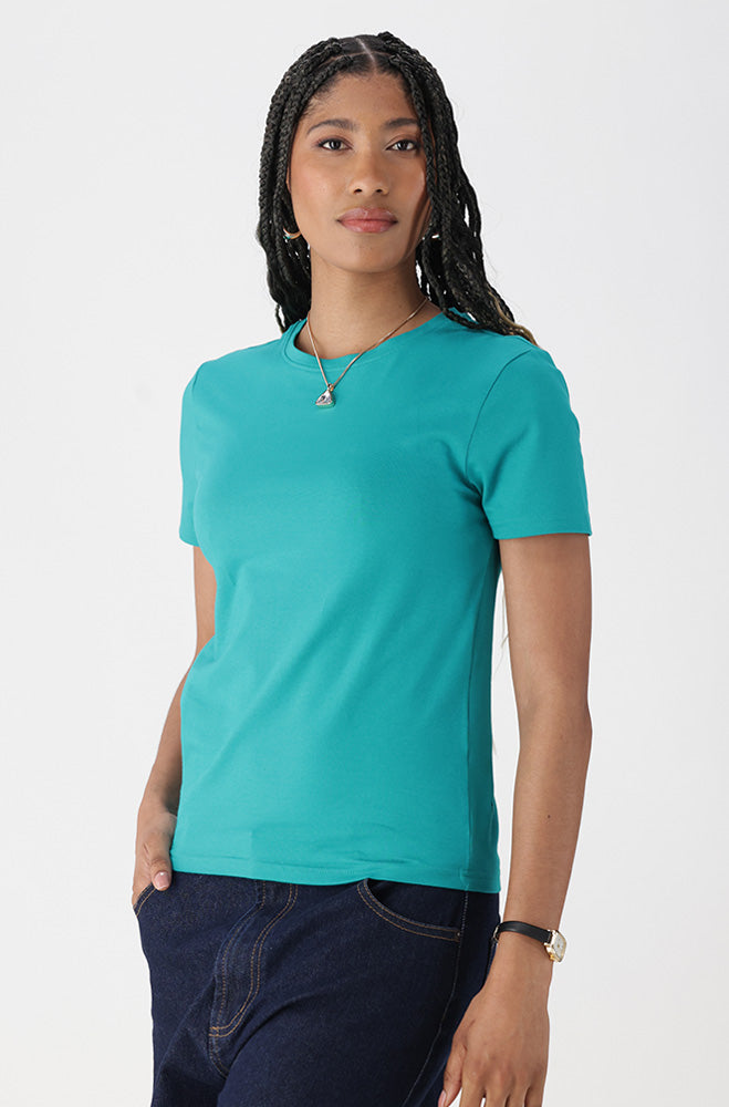 Candice Crew Neck Tee _ 162192 _ Teal