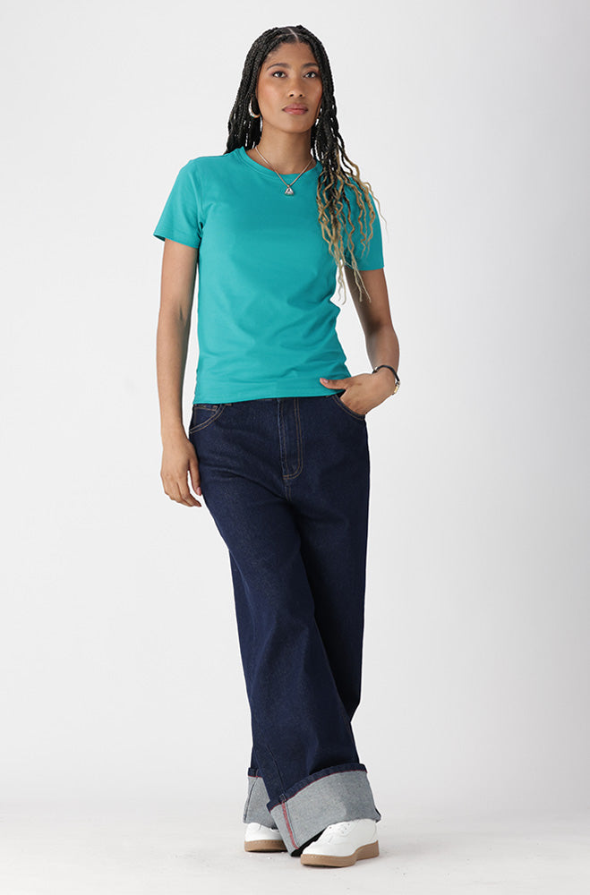 Candice Crew Neck Tee _ 162192 _ Teal