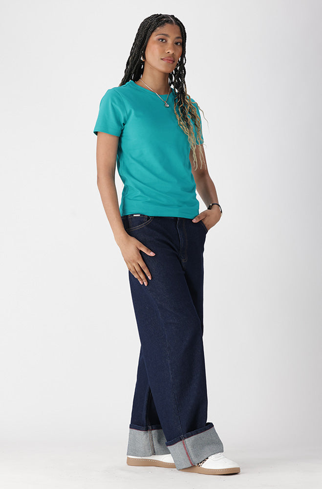 Candice Crew Neck Tee _ 162192 _ Teal