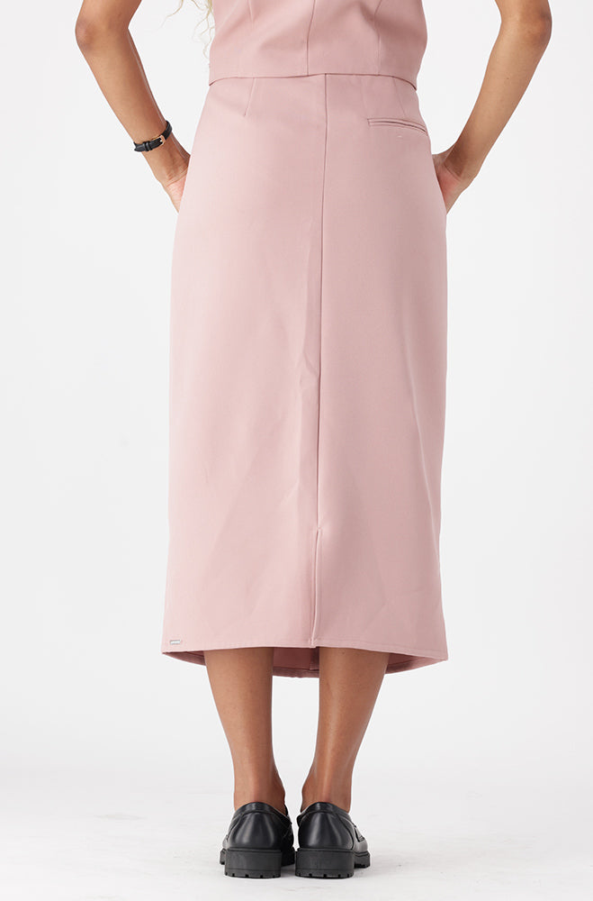 Emilia Pencil Skirt With Slanted Waistband _ 162341 _ Pink