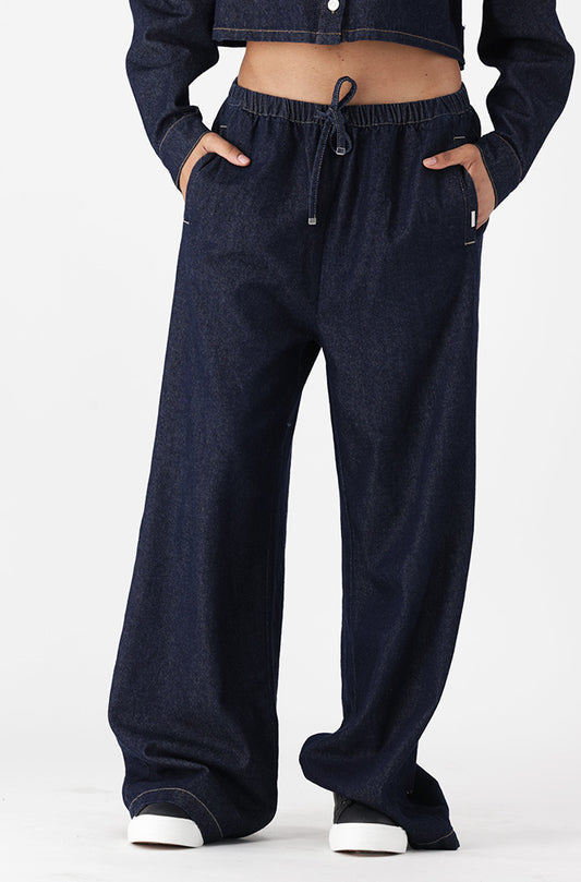 Taryn Denim Wide Leg Pant _ 162943 _ Dark Wash