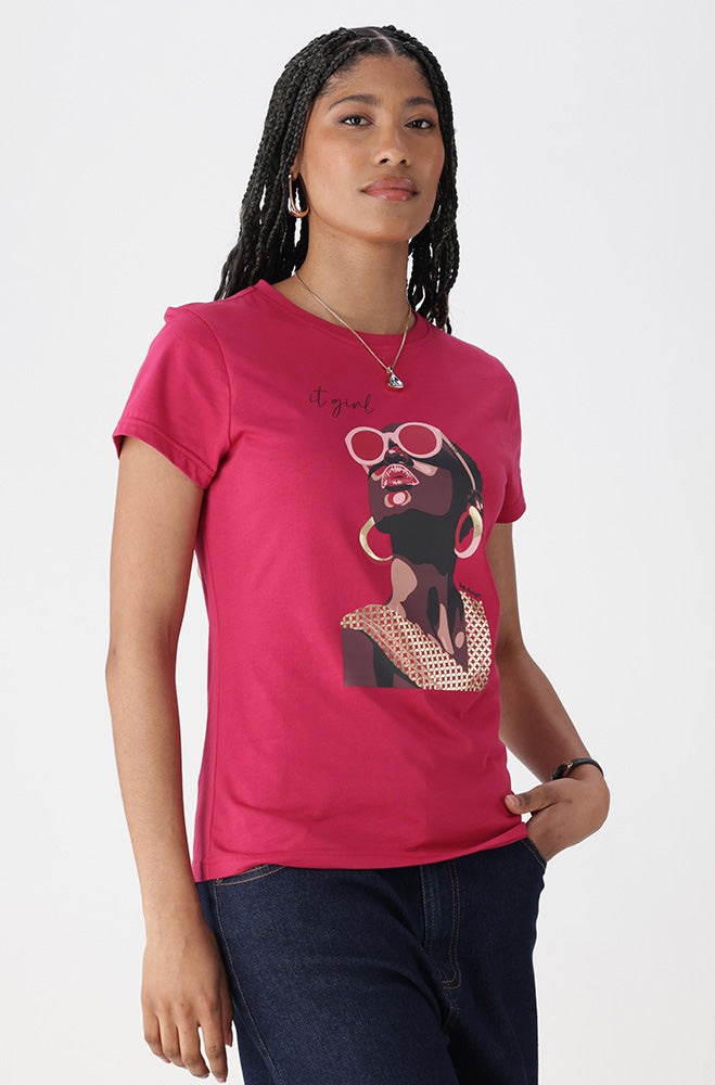 Zola Regular Fitted Graphic Tee _ 162976 _ Pink