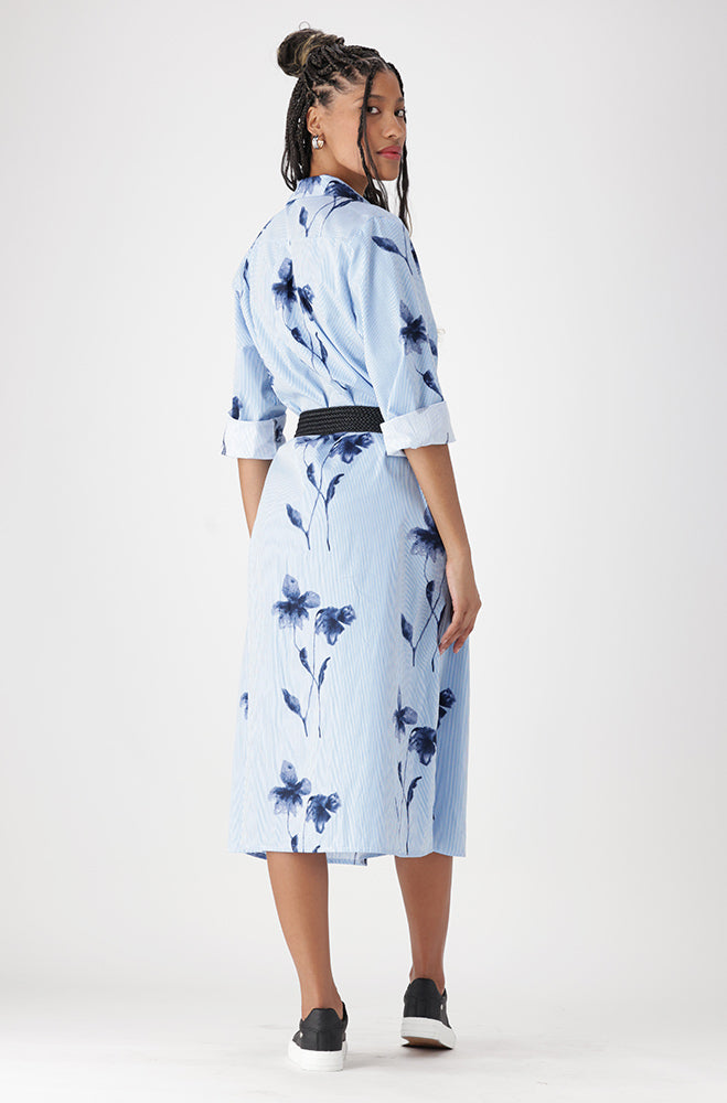 CAROLINE BELTED SHIRT DRESS _ 163109 _ Blue