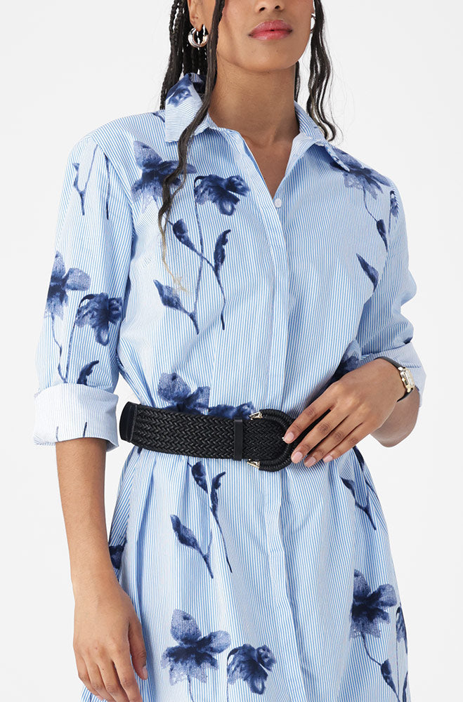 CAROLINE BELTED SHIRT DRESS _ 163109 _ Blue