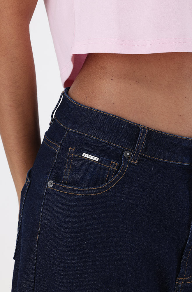 LUNA DENIM HIGH RISE WIDE LEG TURN UP _ 163179 _ Dark Wash