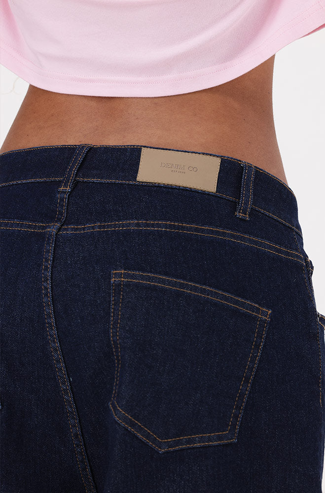 LUNA DENIM HIGH RISE WIDE LEG TURN UP _ 163179 _ Dark Wash