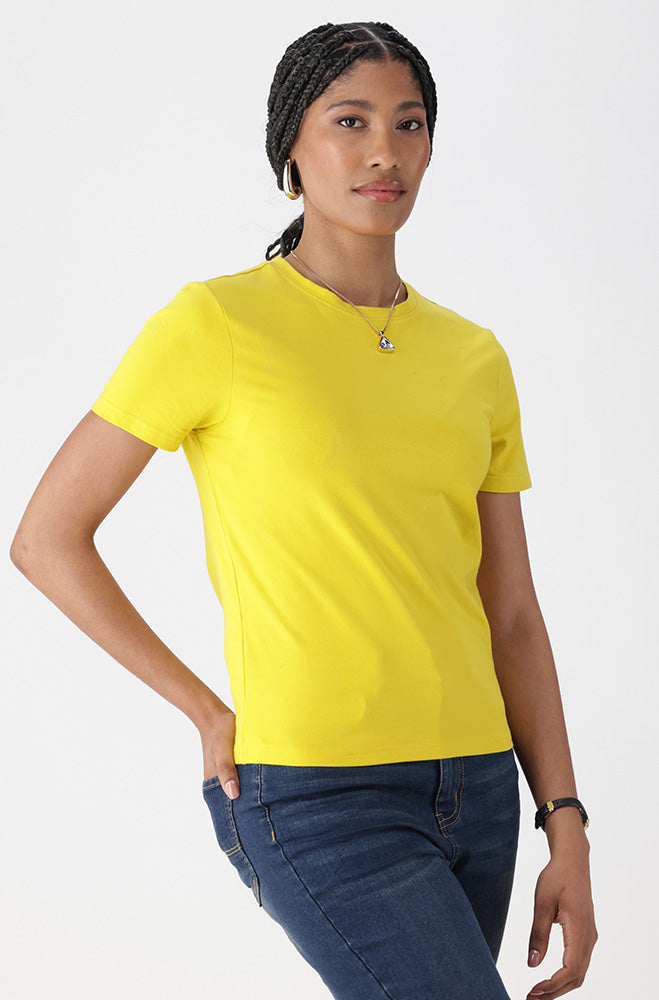 Candice Crew Neck Tee _ 163346 _ Yellow
