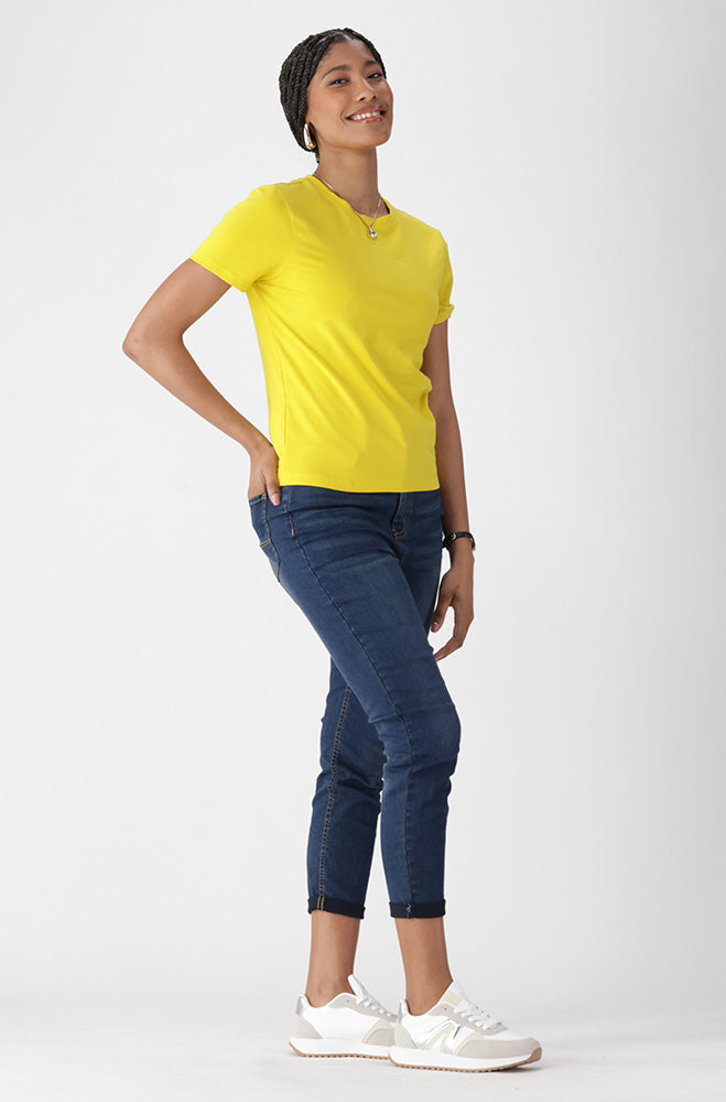Candice Crew Neck Tee _ 163346 _ Yellow
