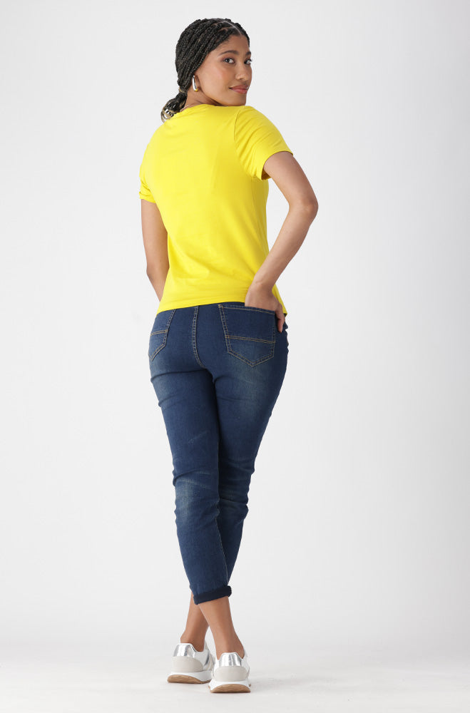 Candice Crew Neck Tee _ 163346 _ Yellow
