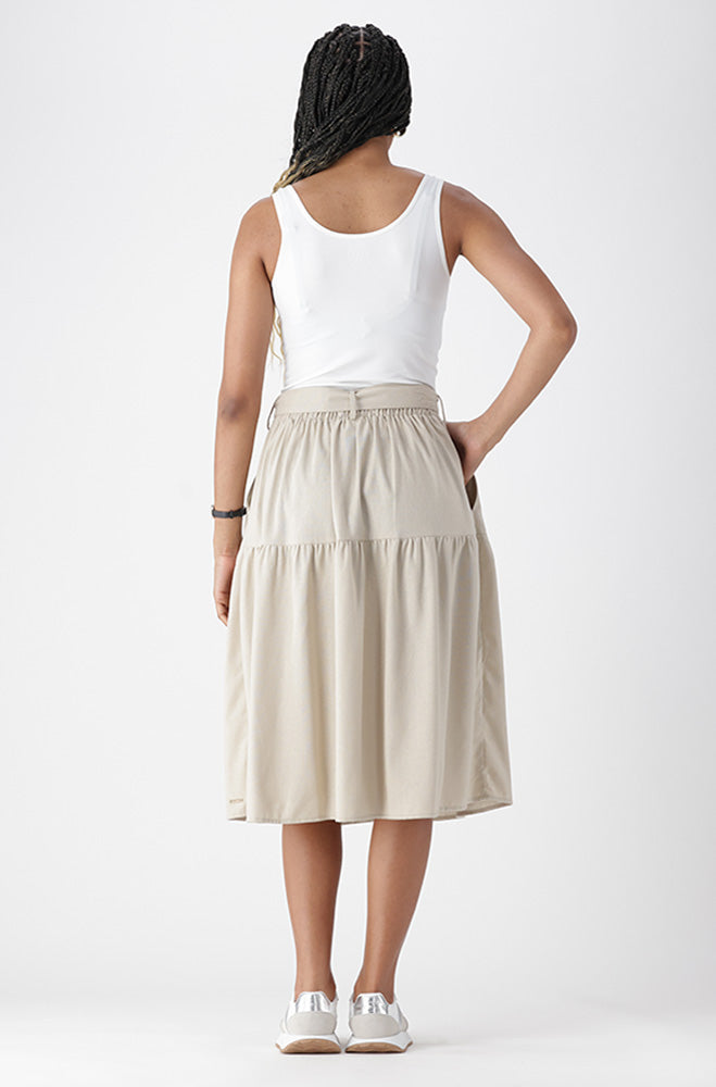 ALESSIA BELTED LINEN BLEND SKIRT _ 164489 _ Natural