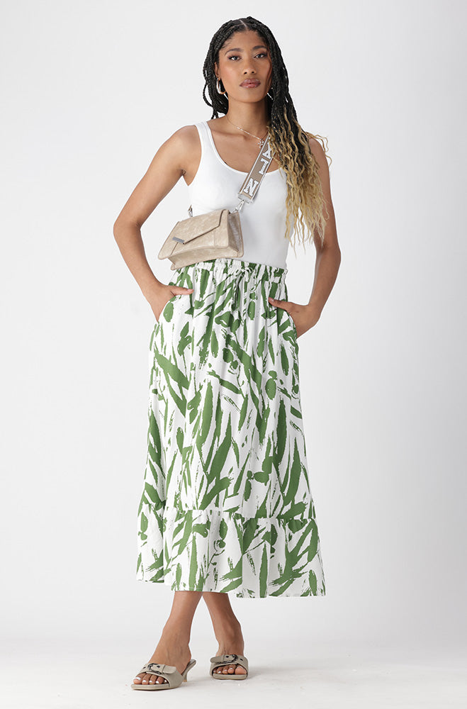 Pia Tiered Skirt _ 165055 _ Green