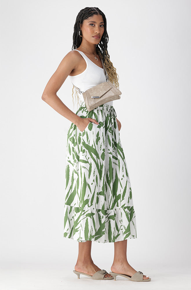 Pia Tiered Skirt _ 165055 _ Green