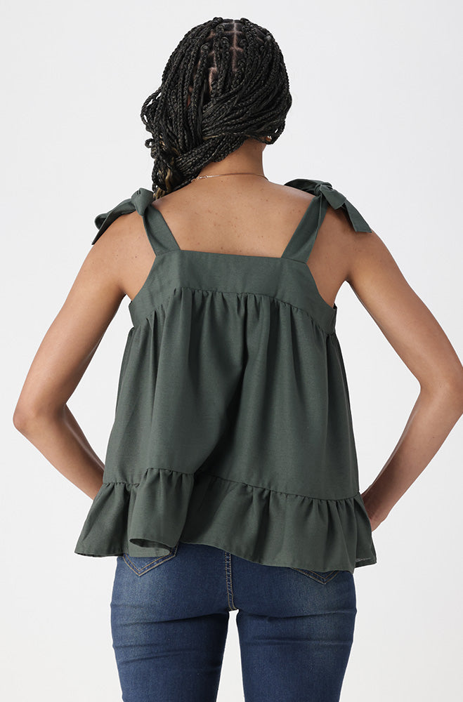 Alana Linen Blend Top _ 165282 _ Fatigue