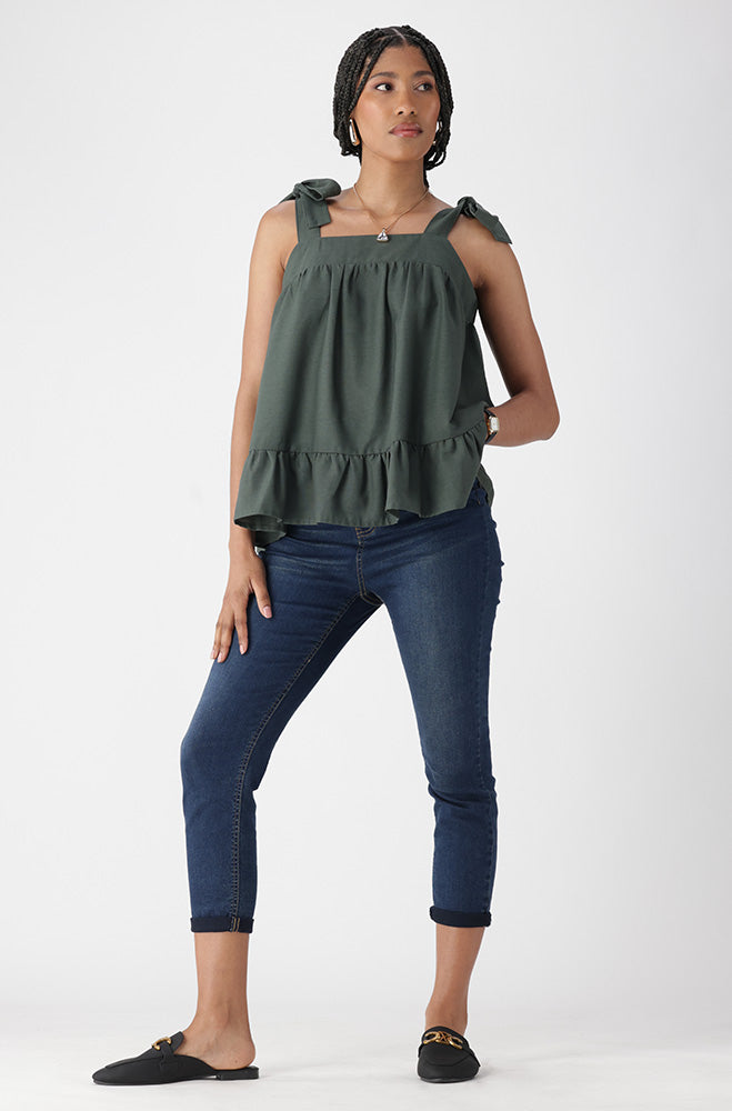 Alana Linen Blend Top _ 165282 _ Fatigue