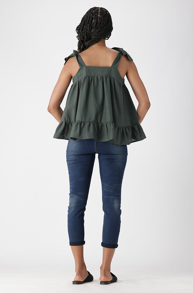Alana Linen Blend Top _ 165282 _ Fatigue