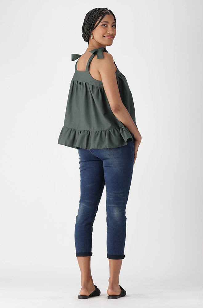 Alana Linen Blend Top _ 165282 _ Fatigue