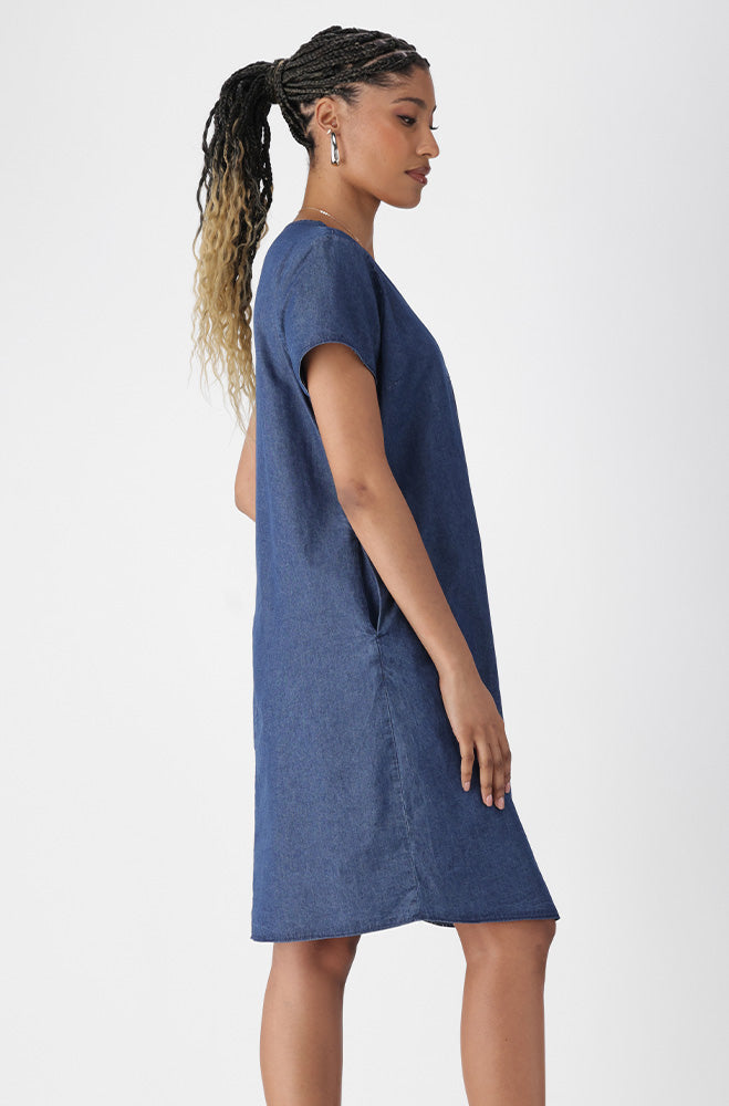 CAMILLA CHAMBRAY SHIFT DRESS _ 166202 _ Dark Wash