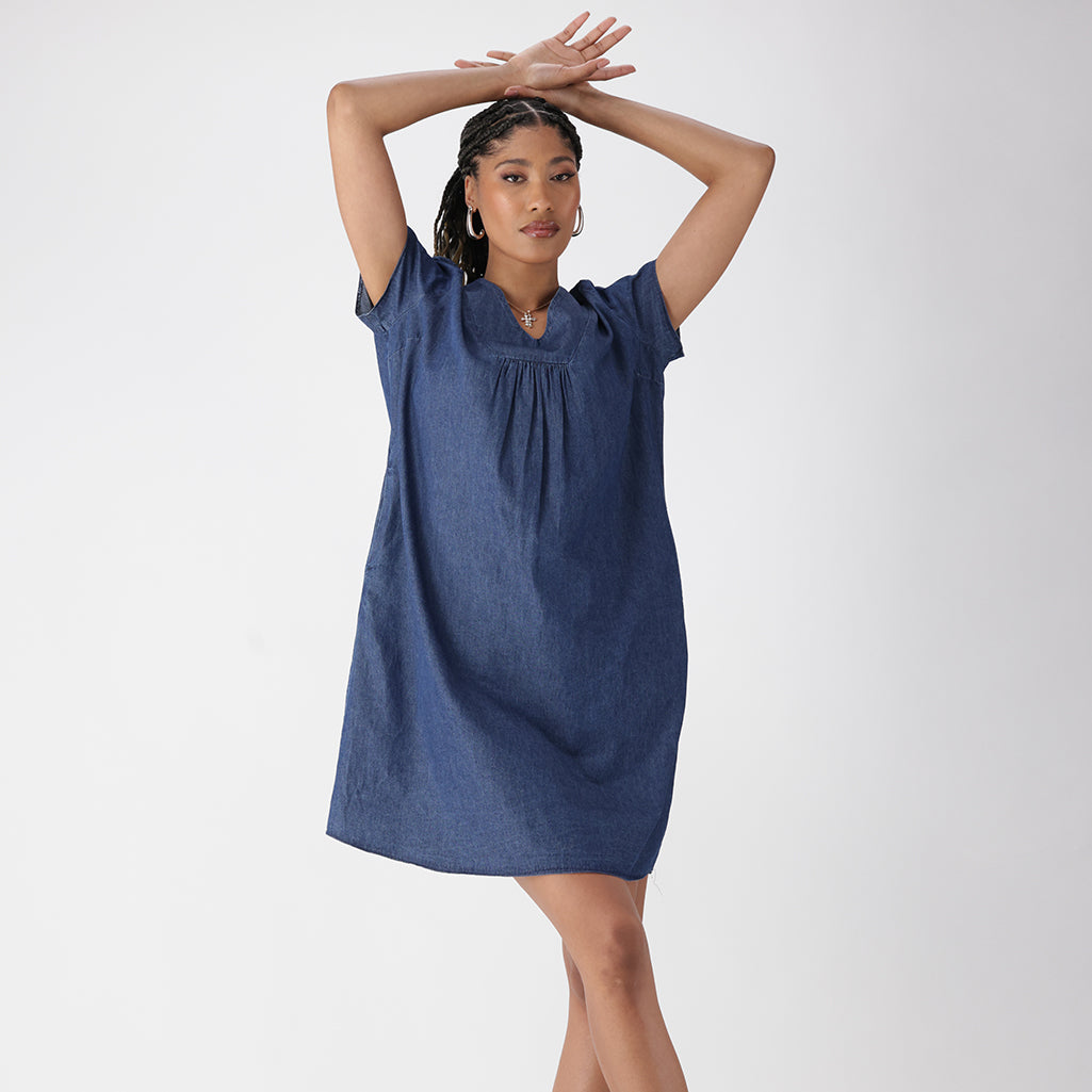 CAMILLA CHAMBRAY SHIFT DRESS _ 166202 _ Dark Wash