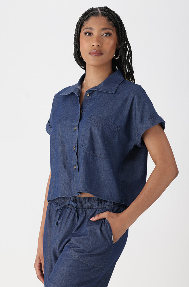 VIVIAN CHAMBRAY SHIRT _ 166235 _ Dark Wash