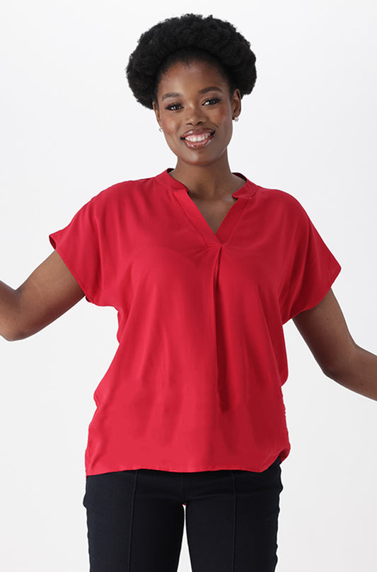 Edith Portofino Hi Low Hem Top _ 166670 _ Red