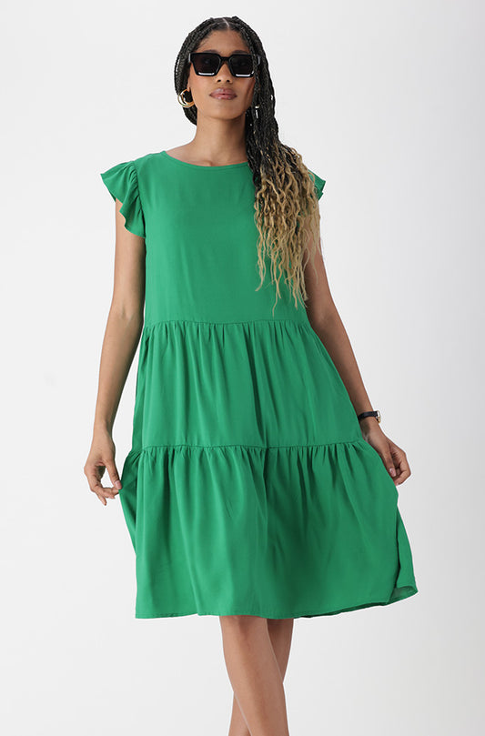 Carla Flutter Sleeve Dress _ 168200 _ Green