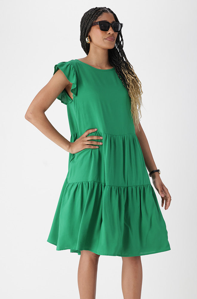 Carla Flutter Sleeve Dress _ 168200 _ Green