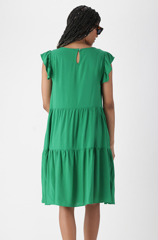 Carla Flutter Sleeve Dress _ 168200 _ Green