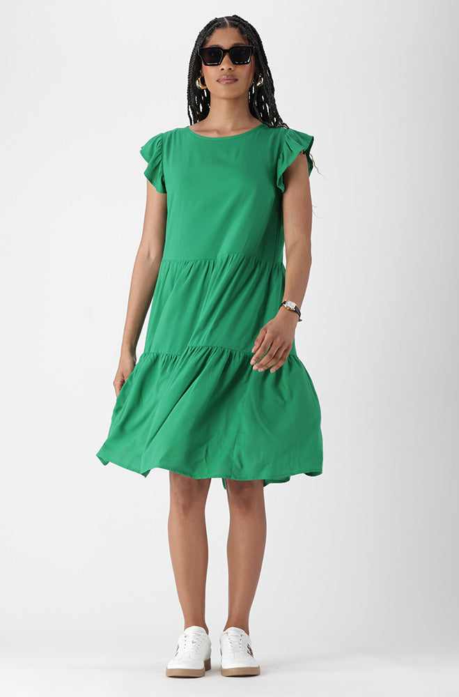 Carla Flutter Sleeve Dress _ 168200 _ Green