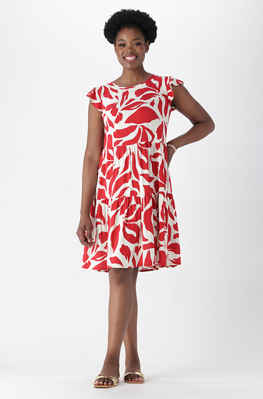 CARLA FLUTTER SLEEVE DRESS
