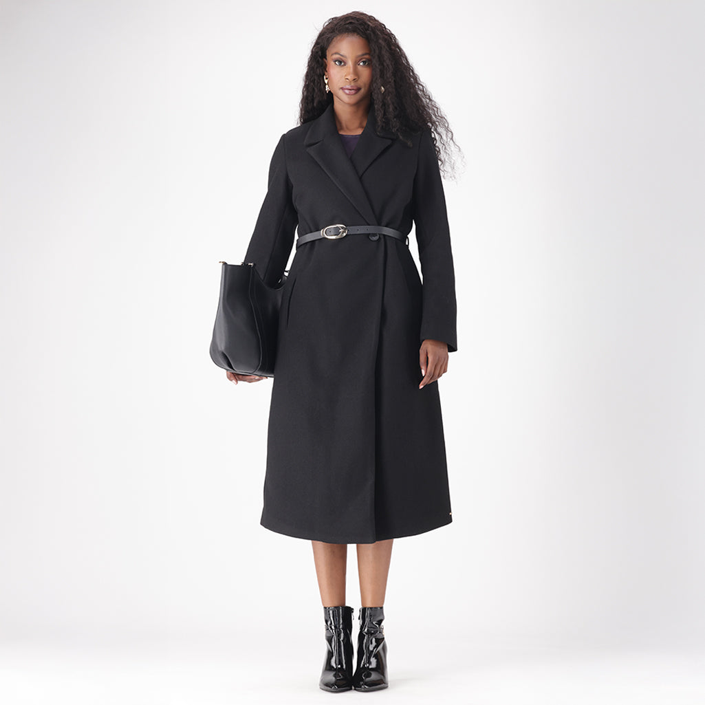 LISA BELTED MELTON COAT – Dunns