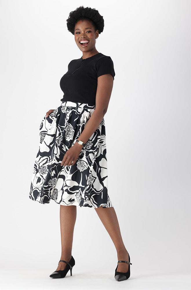 MIRAH LINEN BLEND FLARE SKIRT