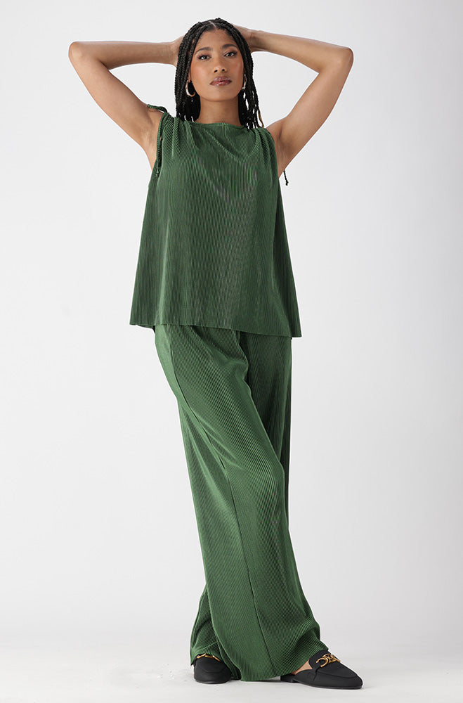 Maliyah Plisse Tie Top _ 172277 _ Green