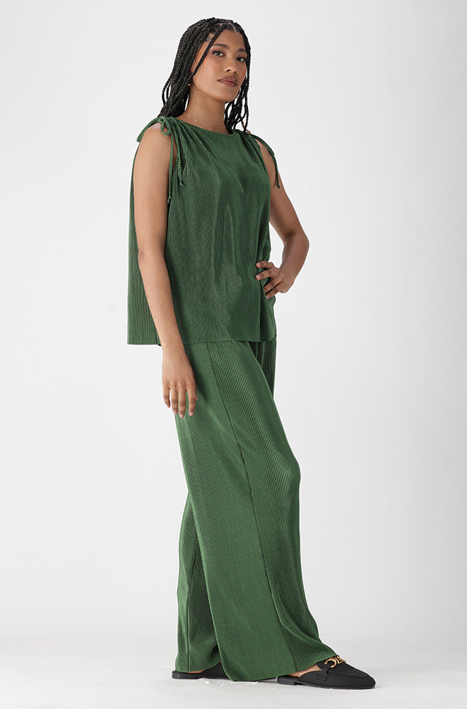 Maliyah Plisse Tie Top _ 172277 _ Green