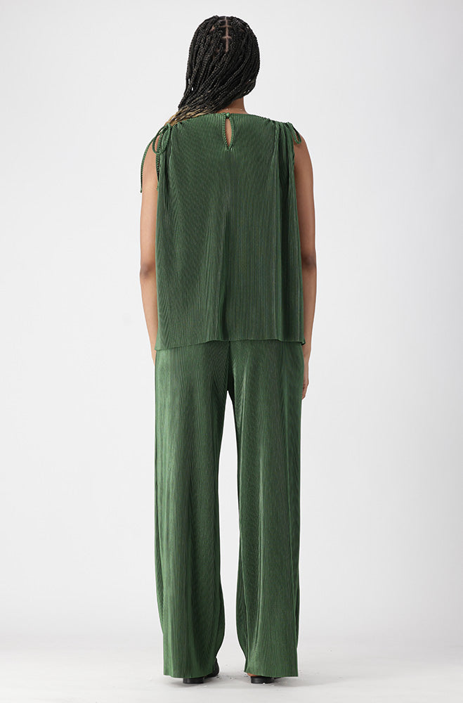 Maliyah Plisse Tie Top _ 172277 _ Green