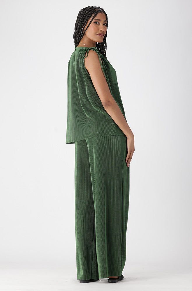 Maliyah Plisse Tie Top _ 172277 _ Green